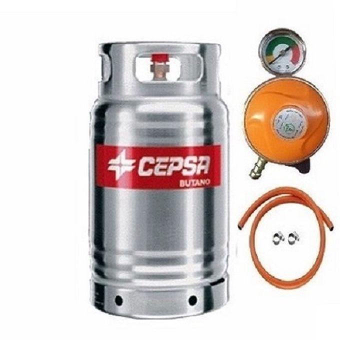 Cepsa Stainless 12.5kg Gas Cylinder With Hose & Metered Regulator