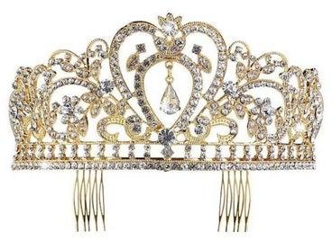 Royal Wedding Crystal Crown Gold/ Silver Free Size