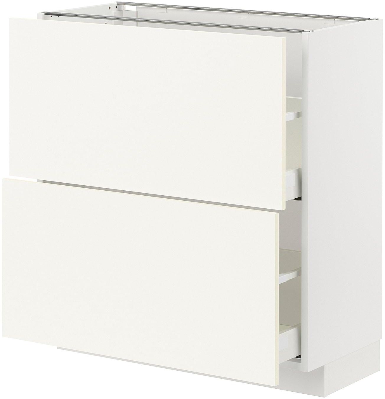 METOD / MAXIMERA Base cabinet with 2 drawers - white/Vallstena white 80x37 cm