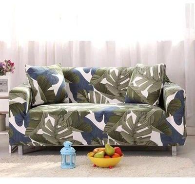 Two Seater Super Stretchable Anti-Wrinkle Slip Flexible Resistant Jacquard For Living Room Sofa Cover أخضر/أبيض/ أزرق 145x185x35سم