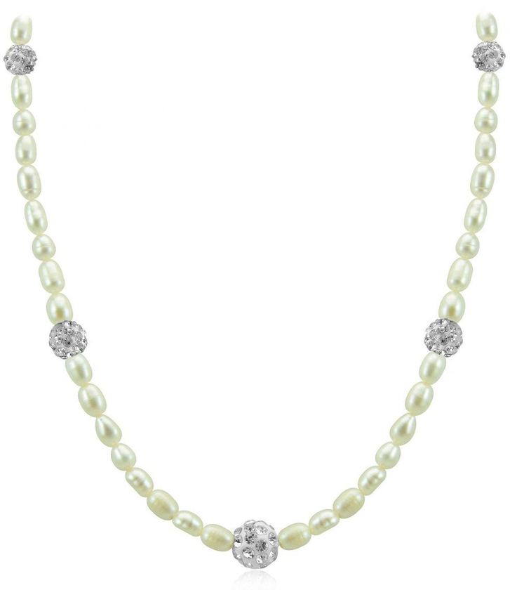 Vera Perla Women's 10K Gold Gradual Crystals & Pearls Strand Necklace