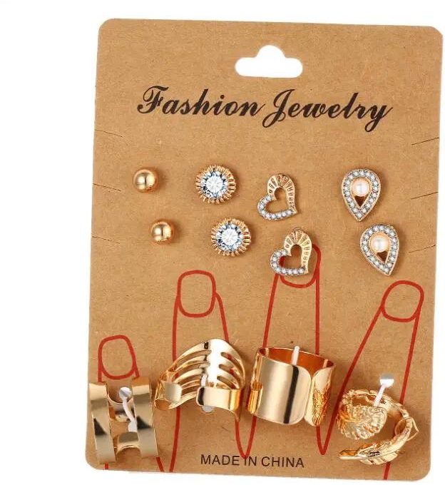 HN-12 piece/Set New Fashion Individual love Alloy Crystal Wedding Ring Women Men Jewellery Gift
