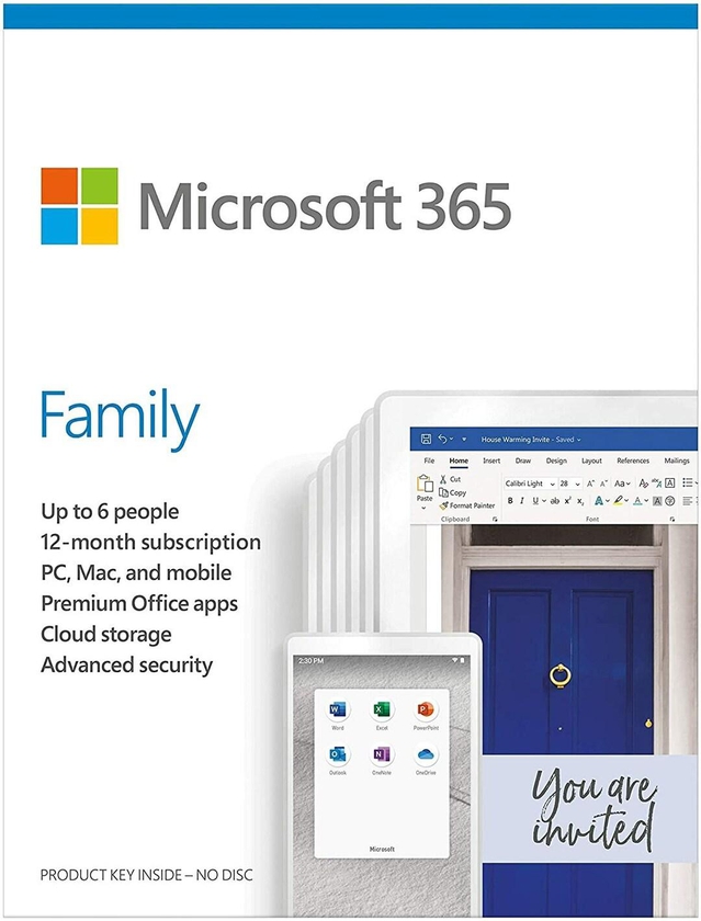 Microsoft 365 Family - for PC, Mac, iOS and Android, English Subscription, Middle East Version, 1 Year License for upto 6 users - [6GQ-01172]