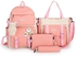5pcs/Set Canvas School Bags For Girls Kawaii College Student Backpack Set