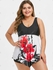 V Neck Contrast Floral Handkerchief Plus Size Tankini Swimsuit - L