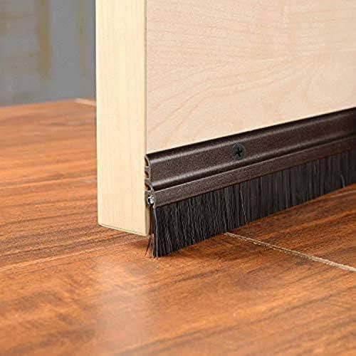 Deco Home Door Seal (1.5" Width X 36.5" Length) Gate Bottom Sealing Strip Draft Stopper with Aluminium Plate & Nylon Bristles for Weather Stripping, Air & Sound Blocking (Dark Brown)