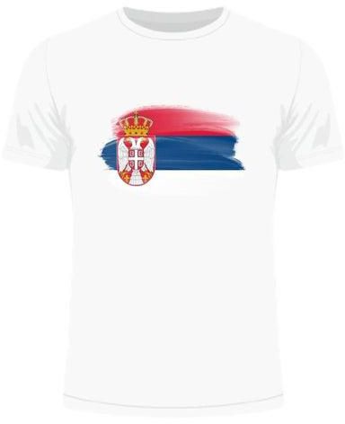 Serbia Patriotic Independent Day Graphic Printed Crew Neck Casual Short Sleeve T-Shirt White