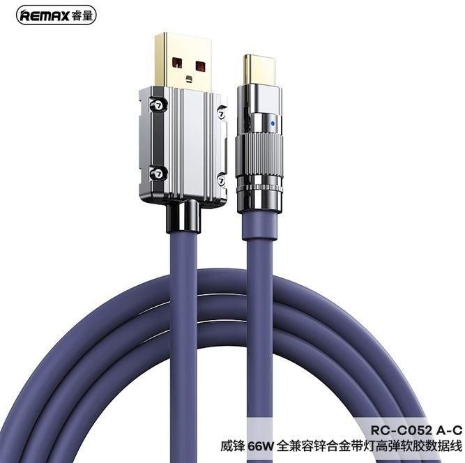 Remax RC-C052 A-C WEFON SERIES 66W ALL-COMPATIBLE ZINC-ALLOY ELASTIC DATA CABLE WITH LIGHT FOR TYPE-C