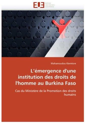 L'Emergence D'Une Institution Des Droits De L'Homme Au Burkina Faso Paperback