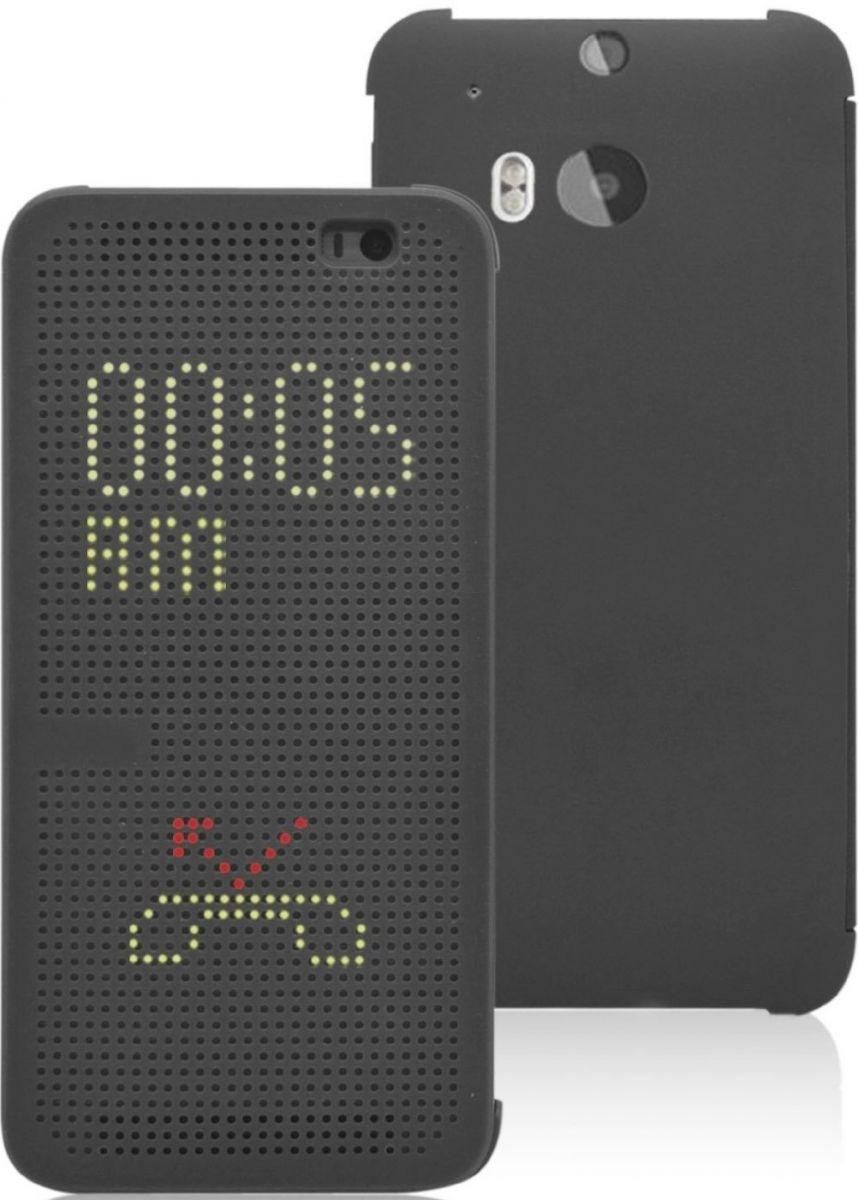 Dot view case for HTC one M8  / Grey with Tempered Glass Screen Protector