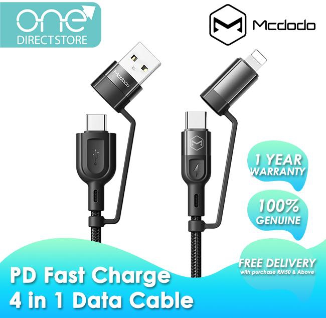 Mcdodo PD 3A USB-A + Type-C to Type-C + Lightning 4 in 1 Cable 1.2M CA807