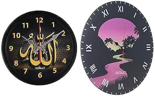 Bundle of SOLO Wall Clock Black +Solo b884 wooden round analog wall clock - 40 cm