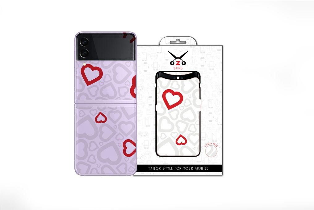 OZO Skins Ozo Ray skins Transparent Bright Love Heart (SV517BLH) (Not For Black Phone) For Samsung Galaxy Z Flip 5