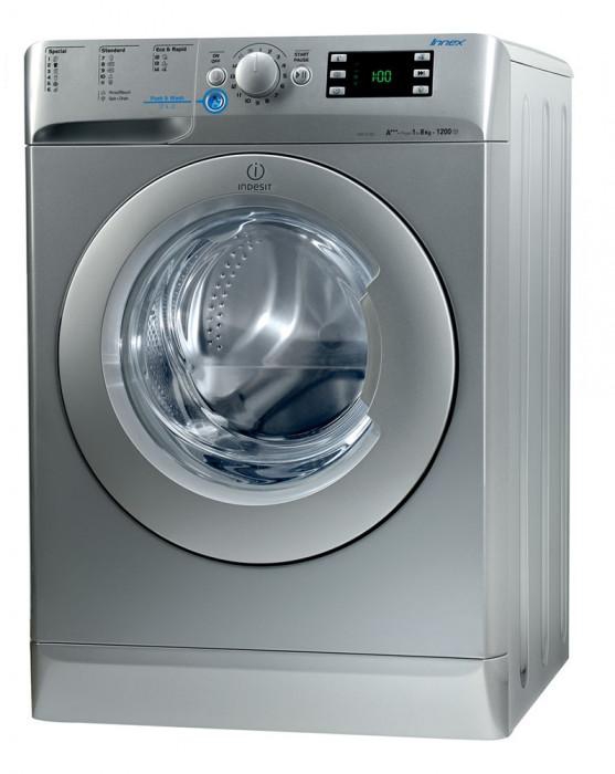Indesit Front Loading Digital Washing Machine, 8 KG, Silver - XWE81283XSEU