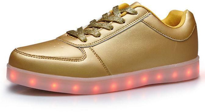 7 Colors Fashion LED Light Sneakers USB Charging Lights Shoes - Size 39 EU Gold