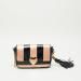 Striped Crossbody Satchel Bag with Detachable Sling Strap