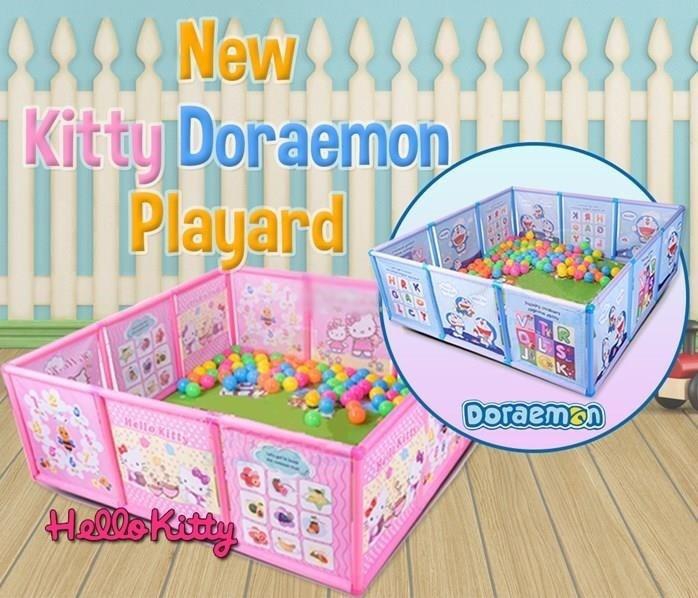 OSH Baby Collection New Doraemon &amp; Hello Kitty Playard Fence (Blue - Pink)