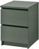 MALM Chest of 2 drawers - grey-green 40x55 cm