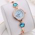 J&W Ladies Wrist Watch With Royal Blue Studs - Rose Gold