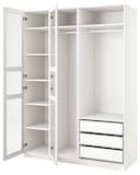 PAX / TYSSEDAL Wardrobe, white/white glass, 175x60x236 cm - IKEA