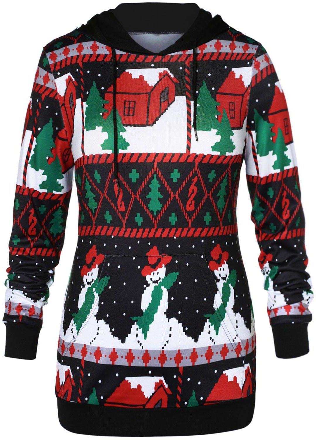 Plus Size Front Pocket Christmas Hoodie - 1x