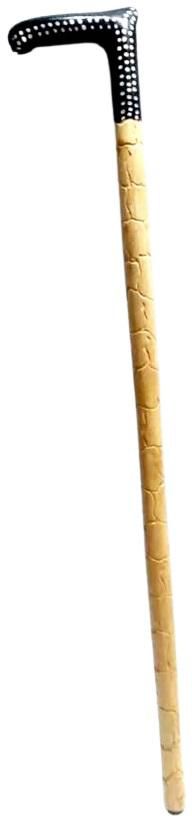 Brown Wooden Walking Stick with Black Handle