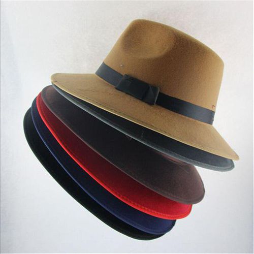 One Piece Top Hat Wool Jazz Hat Solid Color Hip-Hop Show Top Hat