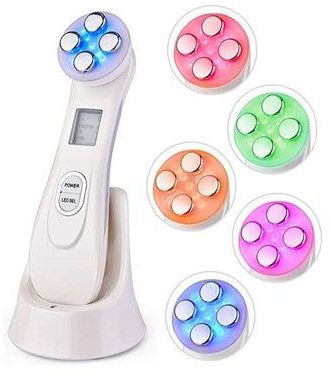 5 in1 Multifunctional Facial Massager High Frequency Skin Tightening EMS Colorful LED Light Therapy Skin Toning Machine for Face Lift Wrinkle Remover Anti-aging