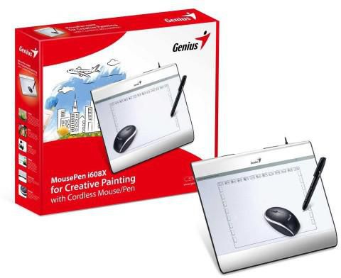 Genius MousePen i608X 6" x 8" 5120 LPI 1024 level pressure sensitivity Graphic Tablet (Silver)