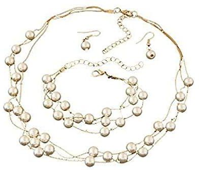 طقم مجوهرات اللؤلؤ الانيقة من شايننج ديفا للنساء (ابيض) (sd8431s), لؤلؤة, لؤلؤة