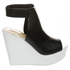 BCBGMaxazria Cue Peep-Toe Platform Wedge Sandals for Women - 7 US, Black