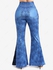 Plus Size Side Floral Lace Panel Pockets Denim Patchwork Flare Pants - L | Us 12