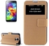 Weave Texture Leather Case with Call Display ID & Holder for Samsung Galaxy S5