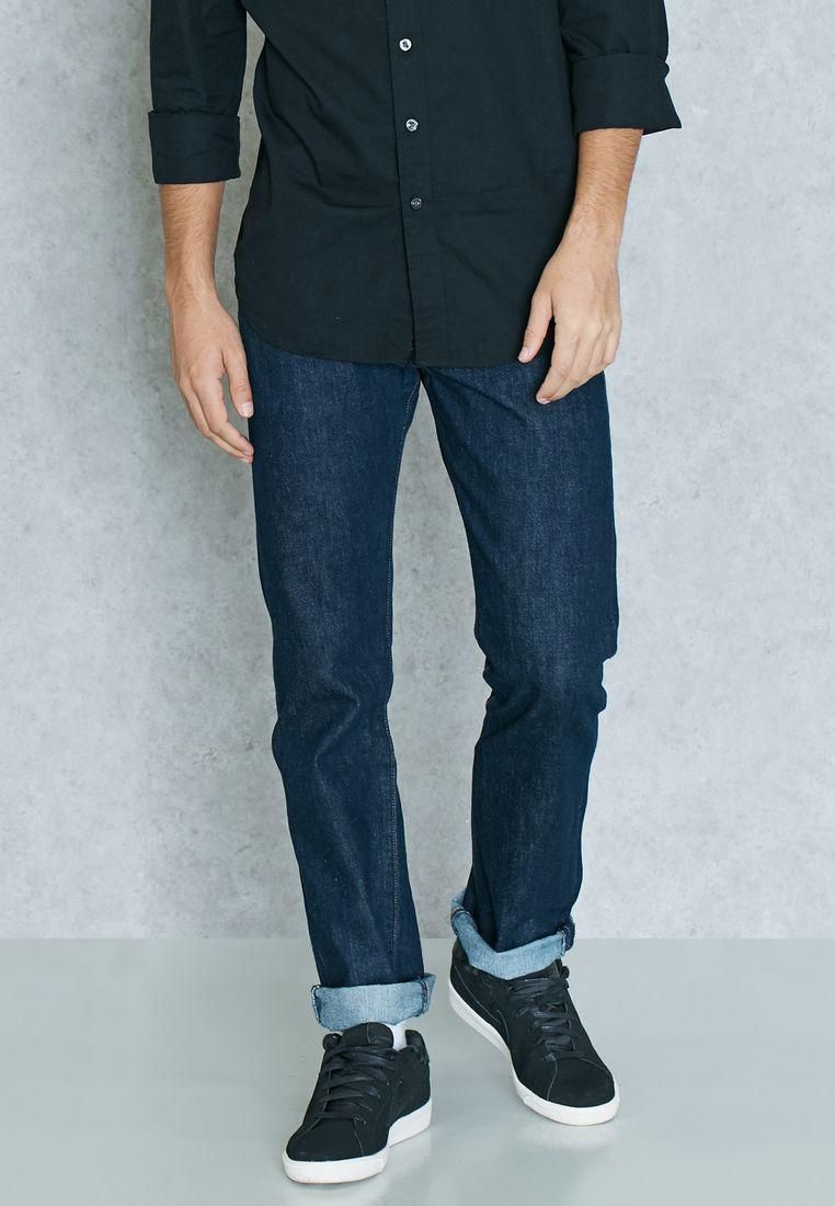 Straight Fit Mid Wash Jeans