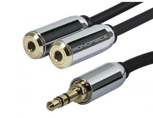 MonoPrice 10148 Designed For Mobile 6Ft 3.5Mm Stereo Plug/Two 3.5Mm Stereo Jack Cable - Black