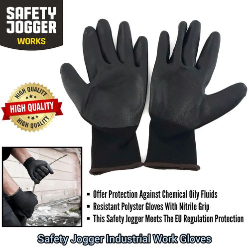 Safety Jogger Industrial Work Polyester Gloves For Industrial Machinery Factory Glove Usage