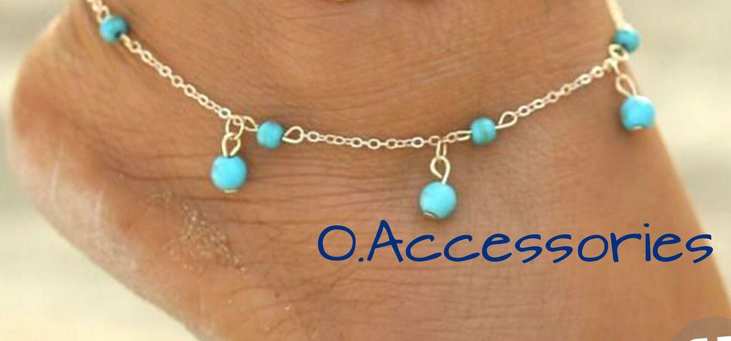 O Accessories Anklet Blue _chain Silver _natural Turquoise