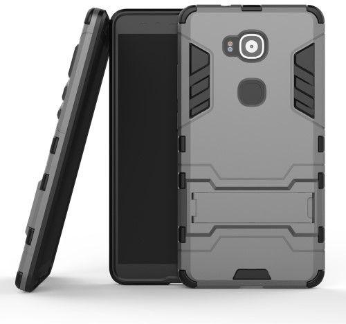Plastic TPU Hybrid Cover with Kickstand for Huawei G8 / D199 Maimang 4 - Grey