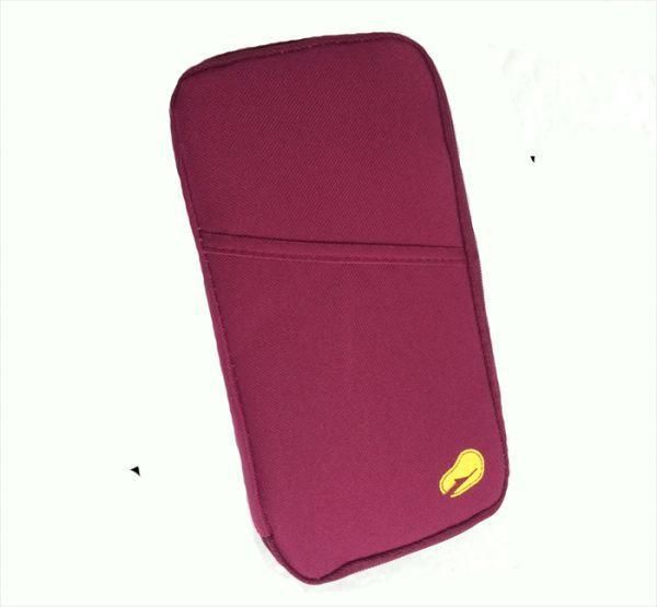 Multi-functional polyester passport holder travel organizer - Red-violet