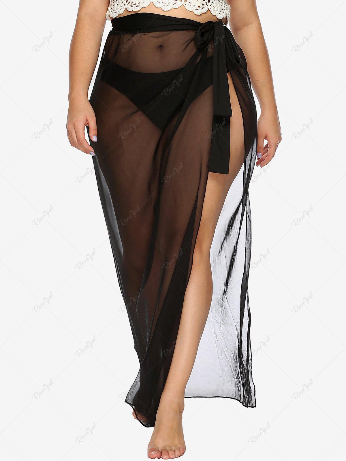 Plus Size See Thru Wrap Cover Up Skirt - 5xl