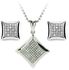 Sparkly CZs in a Square 925 Sterling Silver Jewelry Set (VM0007PSSS)