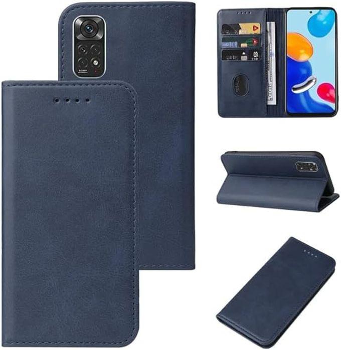 Leather Wallet Card Slot Magic Mobile Case for Xiaomi Redmi Note 12 Pro 4G, Xiaomi Redm Note 11E Pro, Xiaomi Redmi Note 11 Pro (4G/5G) Stand Function Shockproof Flip Case (Navy)