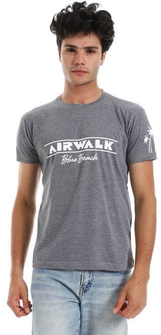 Air Walk Printed Pattern Short Sleeves T-Shirt - Heather Gray