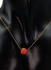 10 Karat Solid Yellow Gold Simple Orange Crystal Ball Pendant Necklace