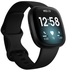 Fitbit Versa 3 Smart Watch Black Aluminum case, Black