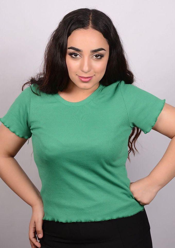 Women's T-shirt Made Of Ribbed Cotton - Green