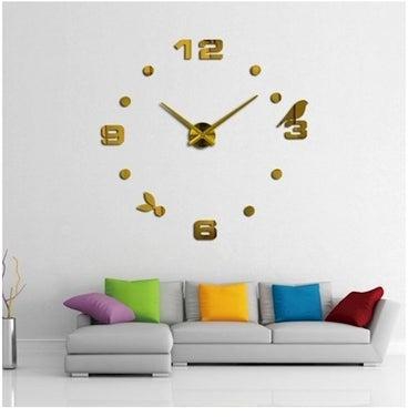 ساعة حائط بتصميم بسيط ومجسم ثلاثي الأبعاد مزينة بأشكال طائر وأوراق شجر ومناسبة لغرفة المعيشة متعدد الألوان