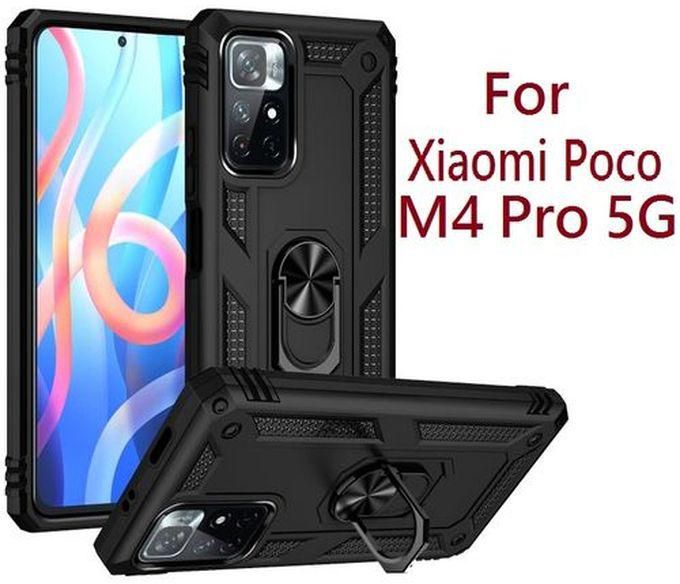 Xiaomi Poco M4 Pro 5G - Rugged Shield Cover (Pouch) With Magnetic Ring Holder/Stand