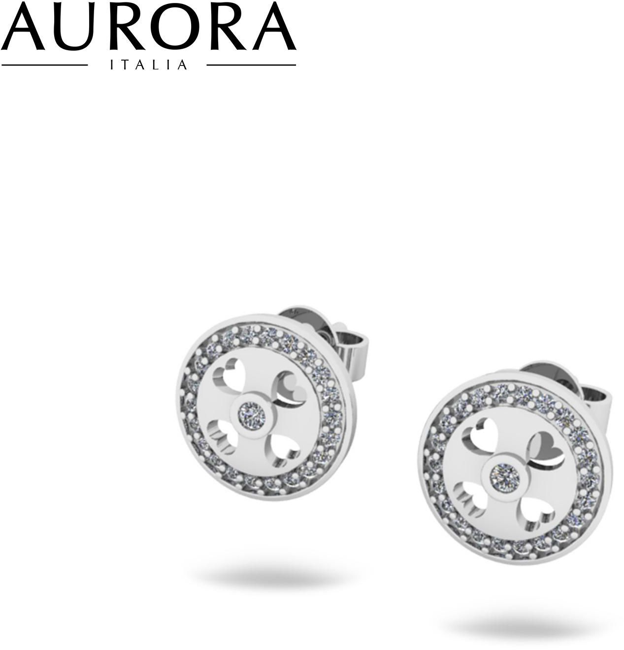 Silver Earrings Stud 925 18K White Gold Plated