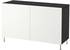 BESTÅ Storage combination with doors, black-brown, Vassviken/Stallarp white, 120x40x74 cm
